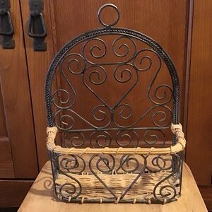 Metal and woven wall or shelf basket